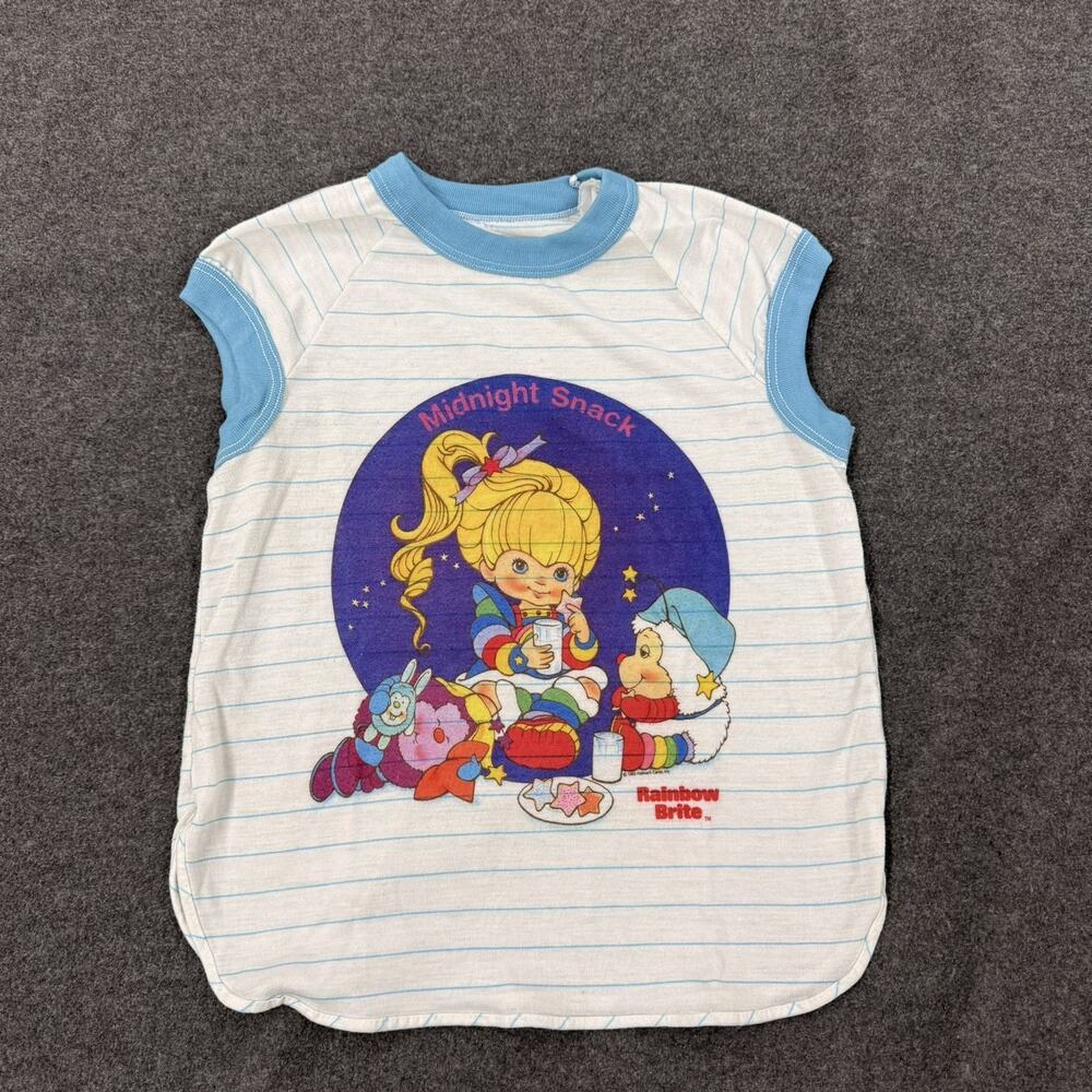 Vintage 1983 Bates Jama Rainbow Brite Pajama Shirt Night Gown Size 7/8